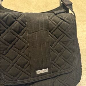 Vera Bradley Black Quilted Flap Shoulder Bag